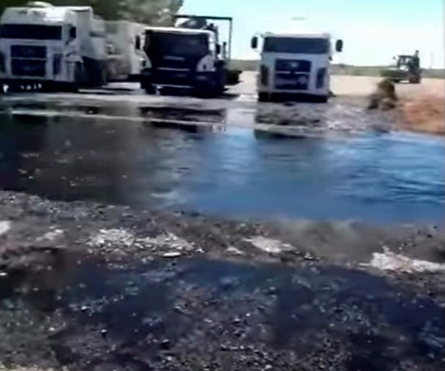 Videos: intentan contener un enorme derrame de petróleo en Río Negro