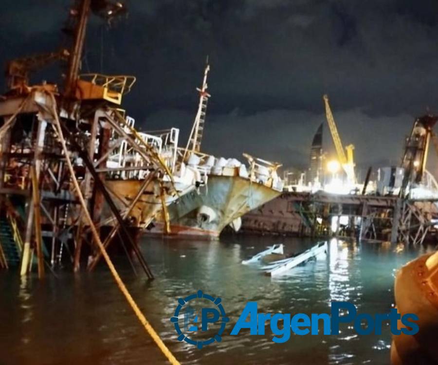 Spectacular accident in Montevideo: a dam, two cranes and several ships sank