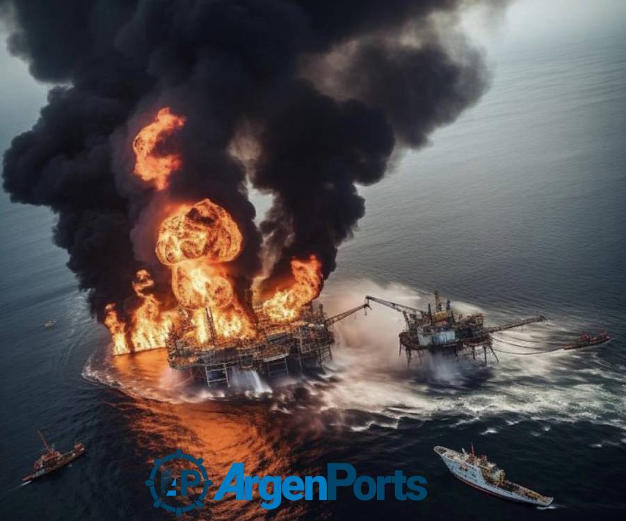 Espectaculares imágenes de la explosión de una plataforma gasífera marina en México
