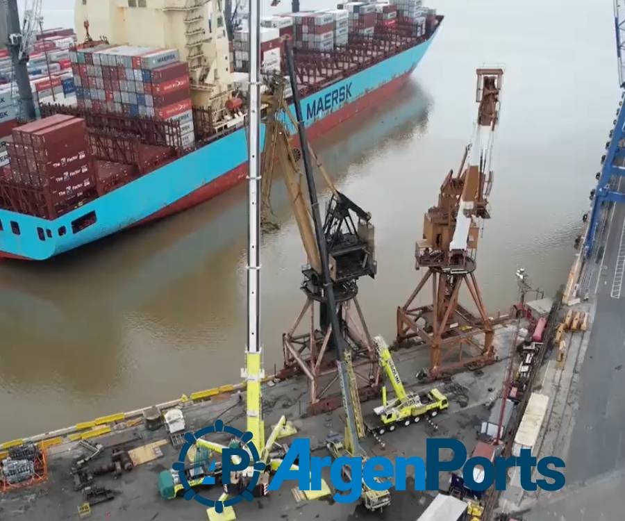 Video: la AGP procedió al desguace de dos grandes grúas en el puerto de Buenos Aires