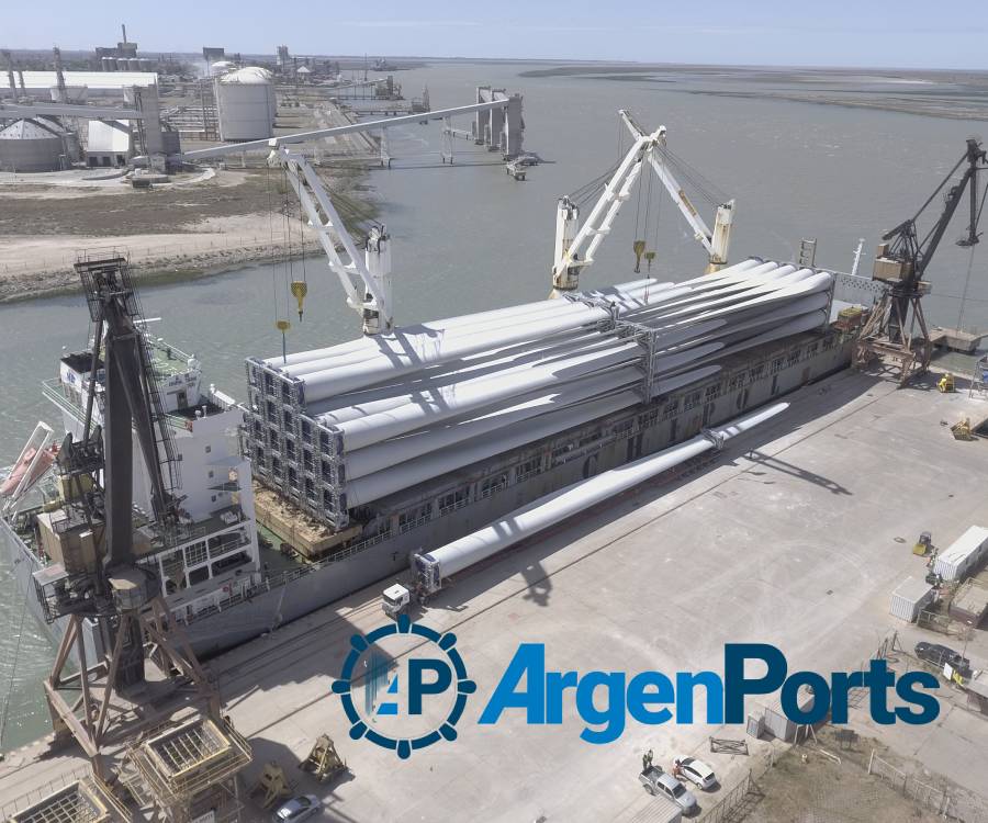 El puerto de Bahía Blanca, muy cerca de llegar al récord en descarga de aerogeneradores