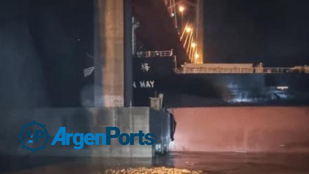 Un buque granelero chocó contra el Puente Zárate Brazo Largo
