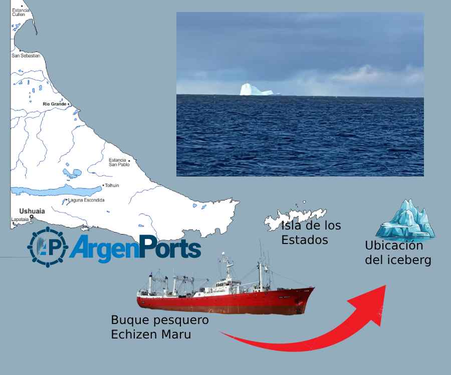 Apareció un iceberg frente a Tierra del Fuego y Prefectura puso en alerta a los navegantes