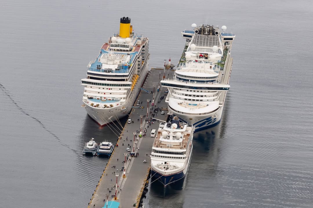 Gigantes del mar en Ushuaia: dos lujosos cruceros marcaron una jornada histórica