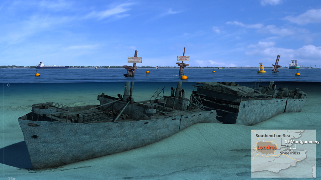 Un barco encallado desde 1944 en el estuario del Támesis y lleno explosivos